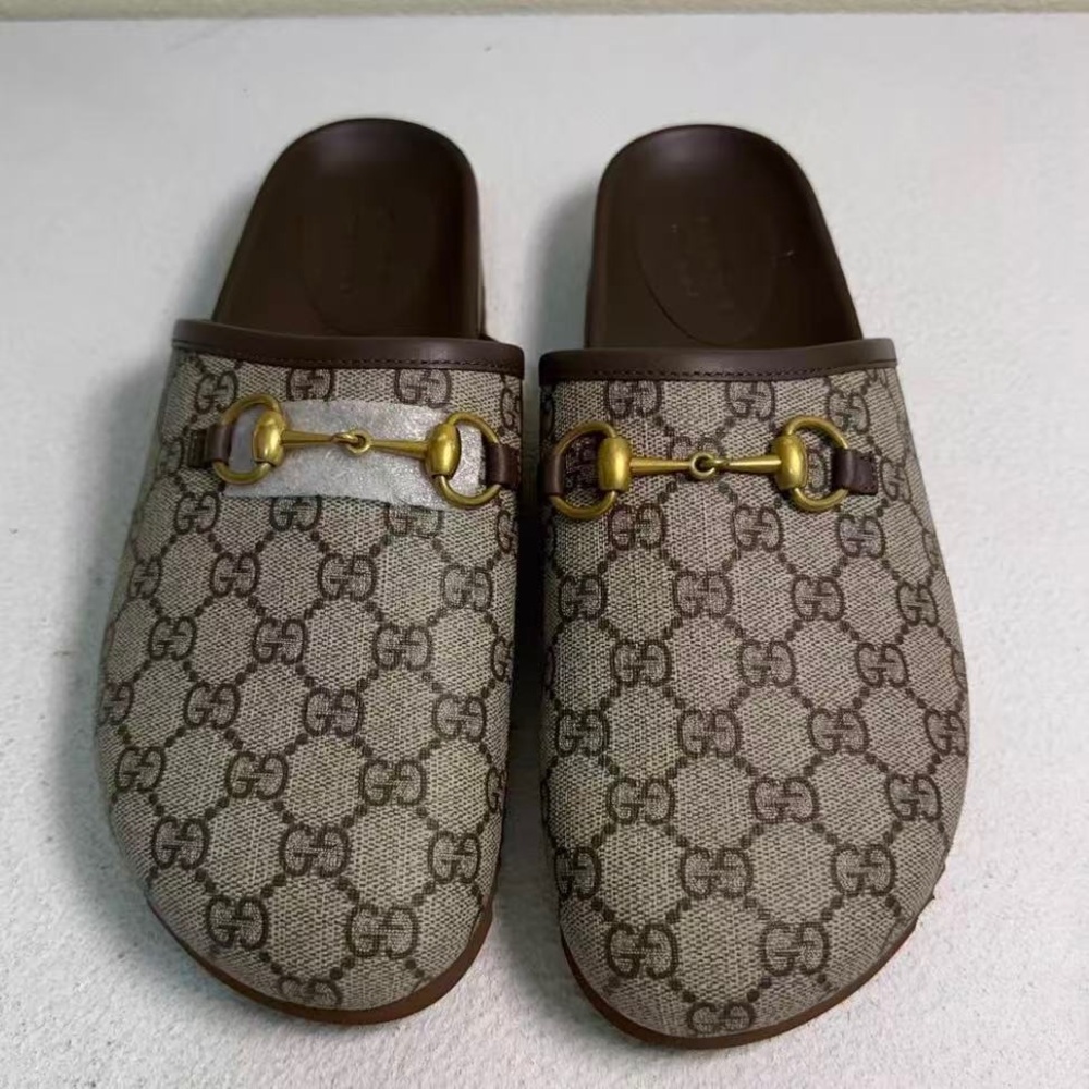 Gucci Beige and Brown Slip-On Shoes